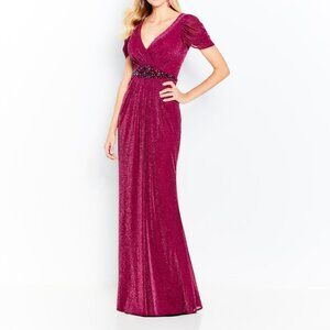 120615 Sheath Short Sleeves Comfortable Red Mother's Dress by Cameron Blake